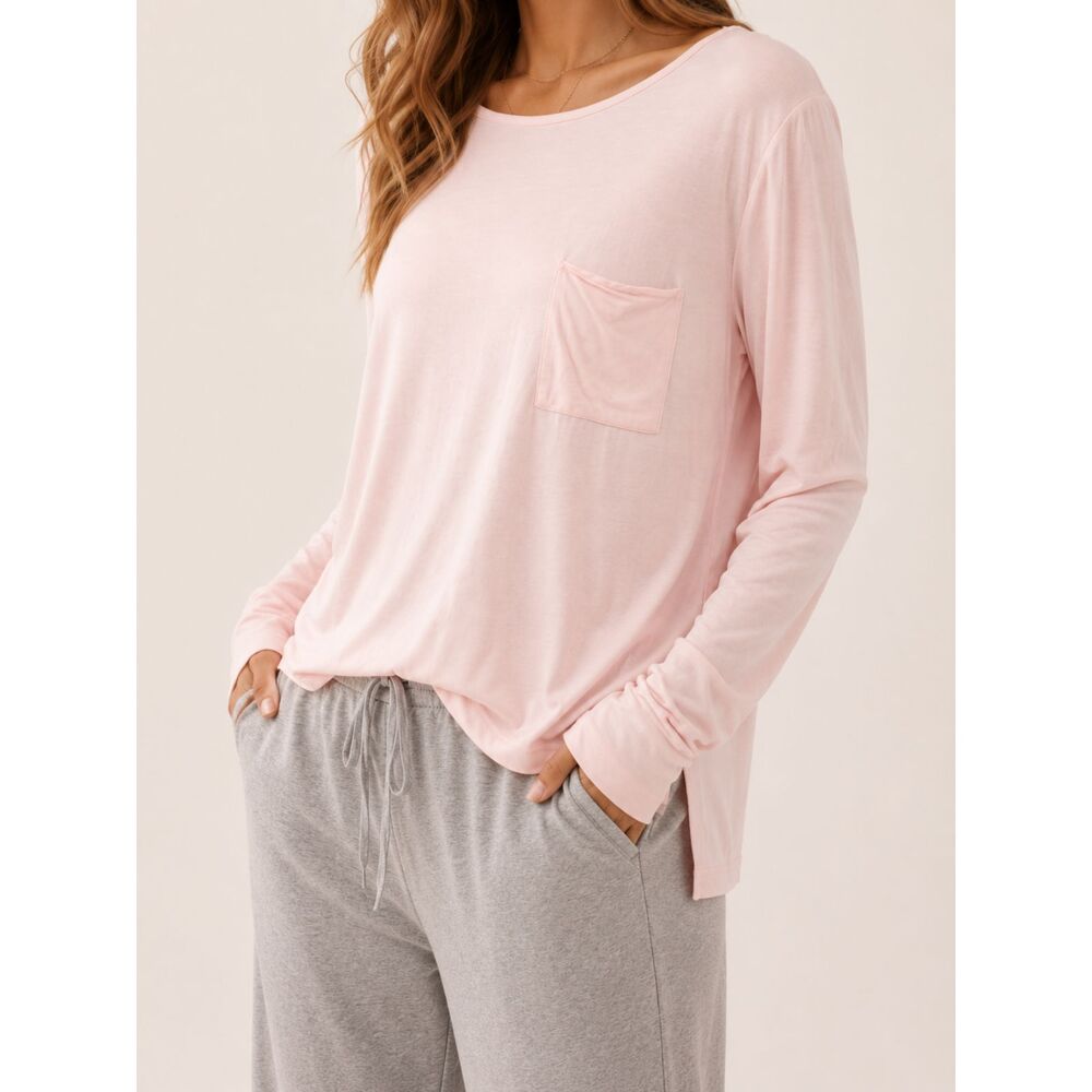 Donna Karan Sleepwear Top Womens L Pink Modal Lounge Shirt NWT Soft Cozy